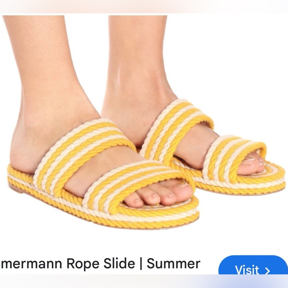 Zimmermann Summer Rope Slide Sandals in Yellow and White 39